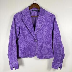 Relativity Women's Sz PS Blazer Jacket Flocked Purple with Floral Pattern New